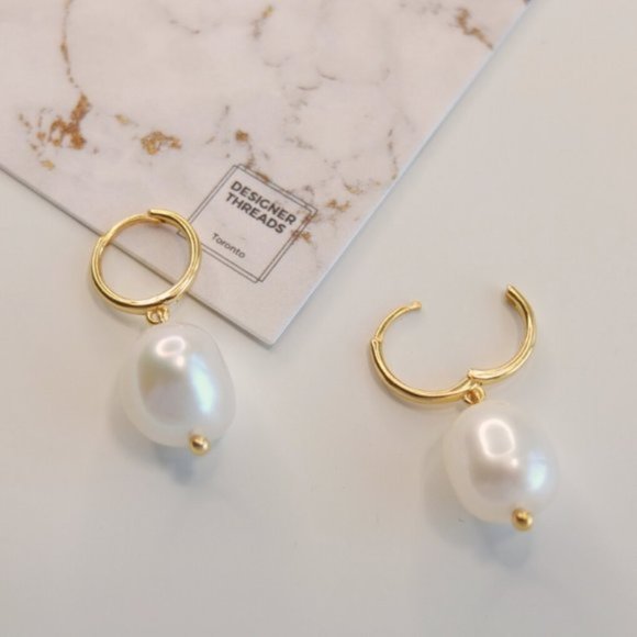 Cordelia 18K Gold Vermeil Natural Pearl Earrings - Picture 6 of 10